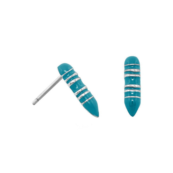 Crayon Stud Earrings turquoise with silver wire wrap, pair by Lauren G Adams on Tampa Home & Garden Store