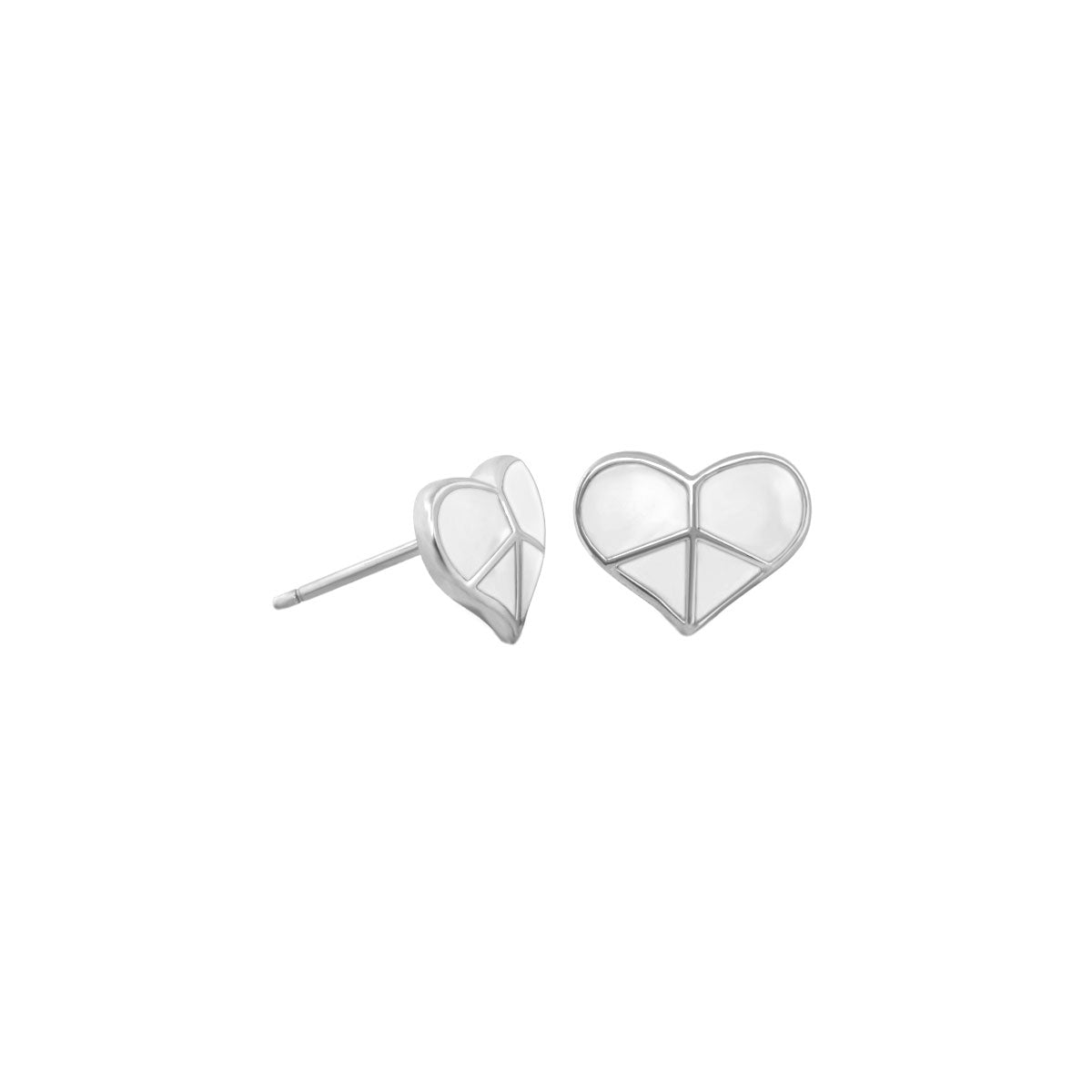 Peace Sign Heart Enamel Studs by Lauren G Adams, silver-tone heart motif, Girl's Collection on Tampa Home & Garden Store
