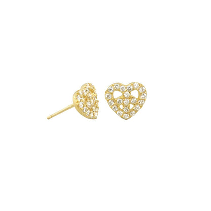 Pave Heart Peace Earrings, gold-tone heart stud pavé crystals, Lauren G Adams, girls, pair on Tampa Home & Garden Store