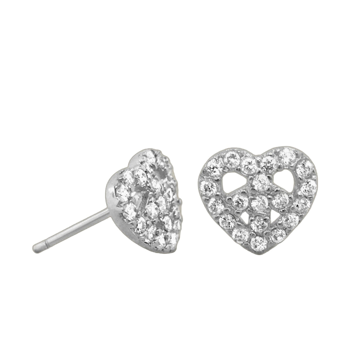 Pave Heart Peace earrings pair in silver-tone metal from Lauren G Adams Girl's Collection on Tampa Home & Garden Store