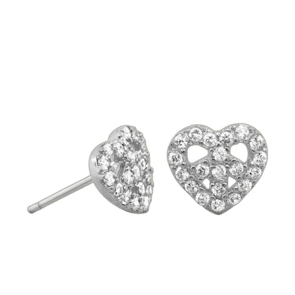 Pave Heart Peace earrings pair in silver-tone metal from Lauren G Adams Girl's Collection on Tampa Home & Garden Store