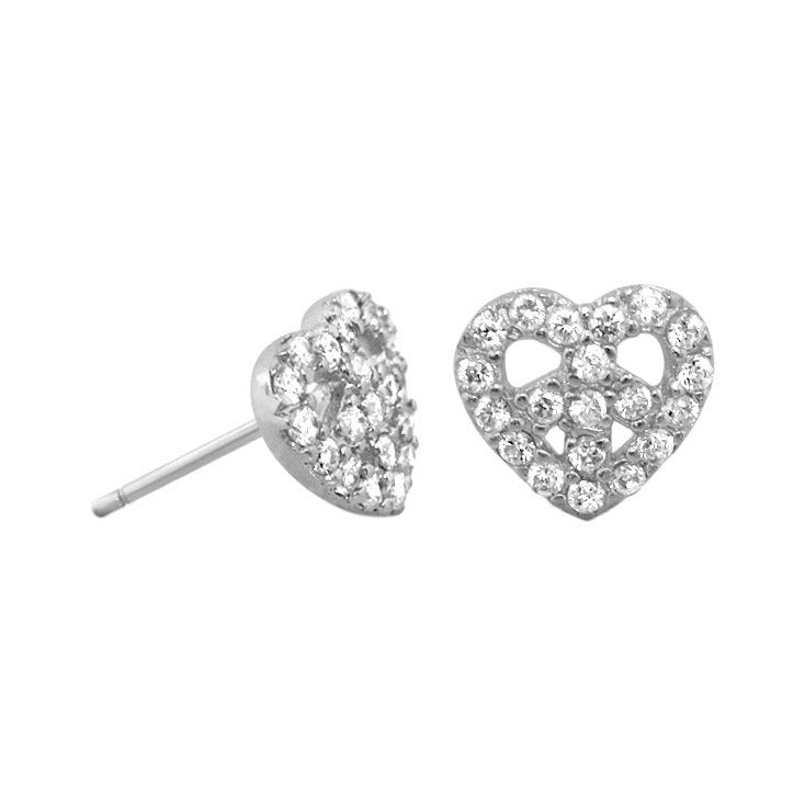 Pave Heart Peace Earrings, Lauren G Adams, Girl's Collection silver-tone heart studs on Tampa Home & Garden Store
