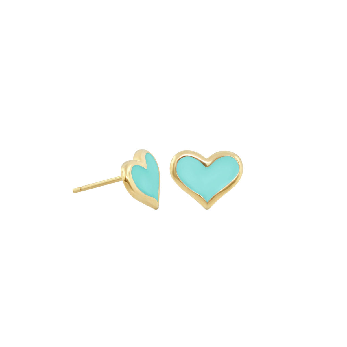 Heart enamel turquoise stud earrings pair with gold-tone setting by Lauren G Adams on Tampa Home & Garden Store