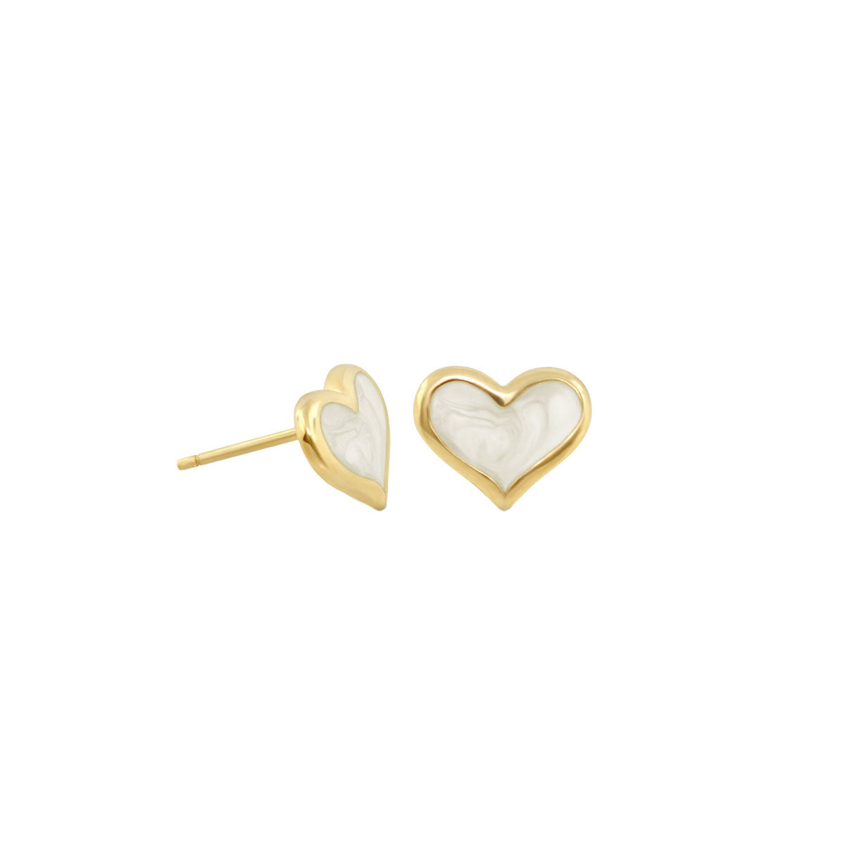 Heart Enamel Stud Earrings gold-tone with white enamel hearts Lauren G Adams Girl's Collection on Tampa Home & Garden Store