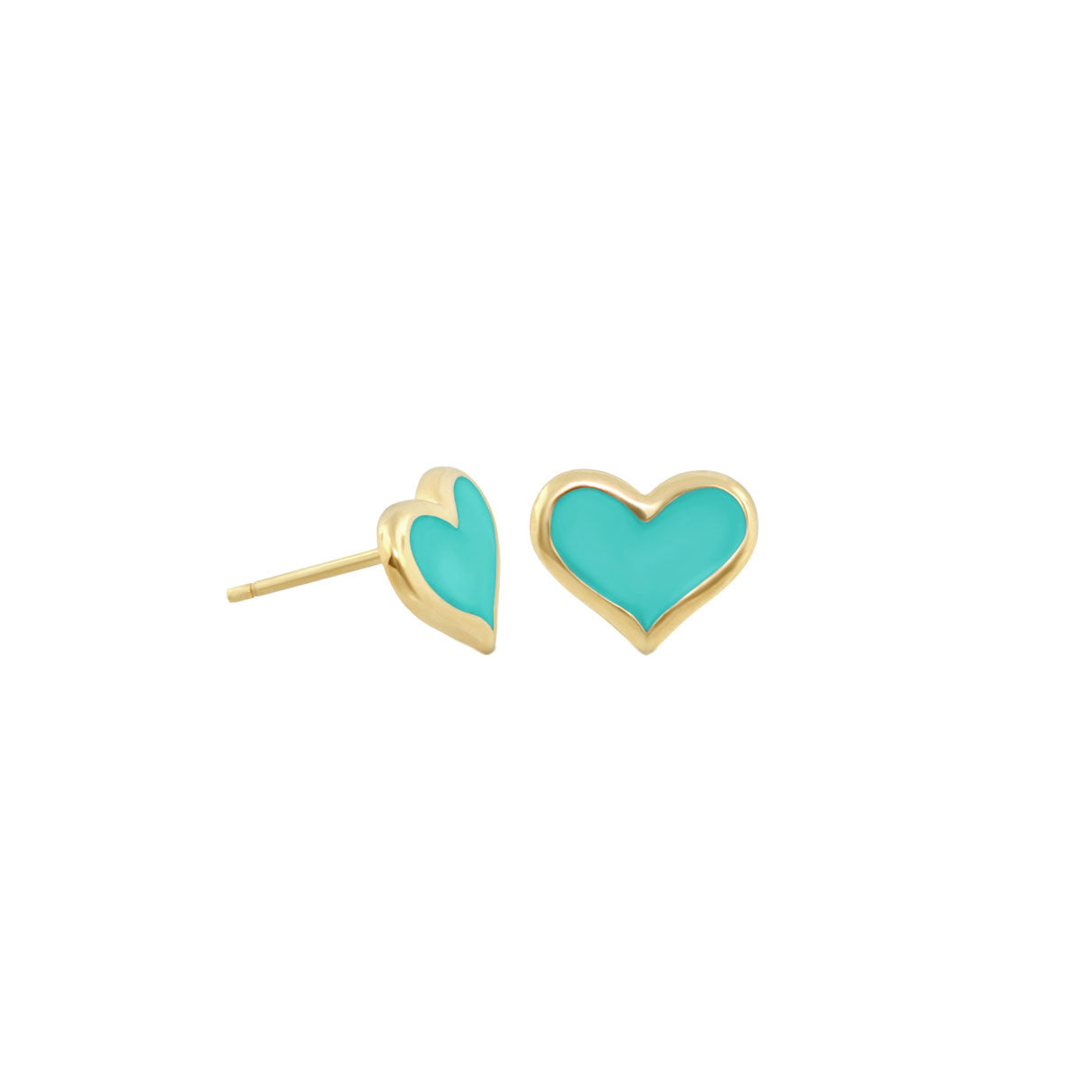 Heart Enamel Stud Earrings pair with turquoise hearts in gold-tone setting by Lauren G Adams on Tampa Home & Garden Store