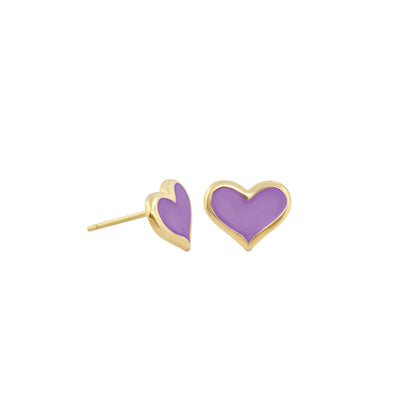 Heart Enamel Stud Earrings, gold-tone with purple heart enamel, Lauren G Adams, Girl's Collection, 2 pcs on Tampa Home & Garden Store