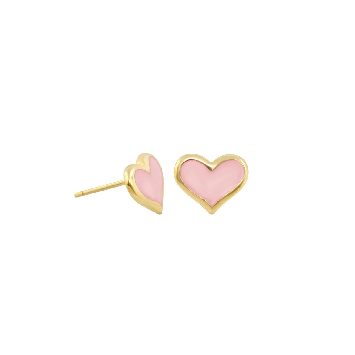 Heart Enamel Stud Earrings pair in pink enamel with gold-tone setting on Tampa Home & Garden Store