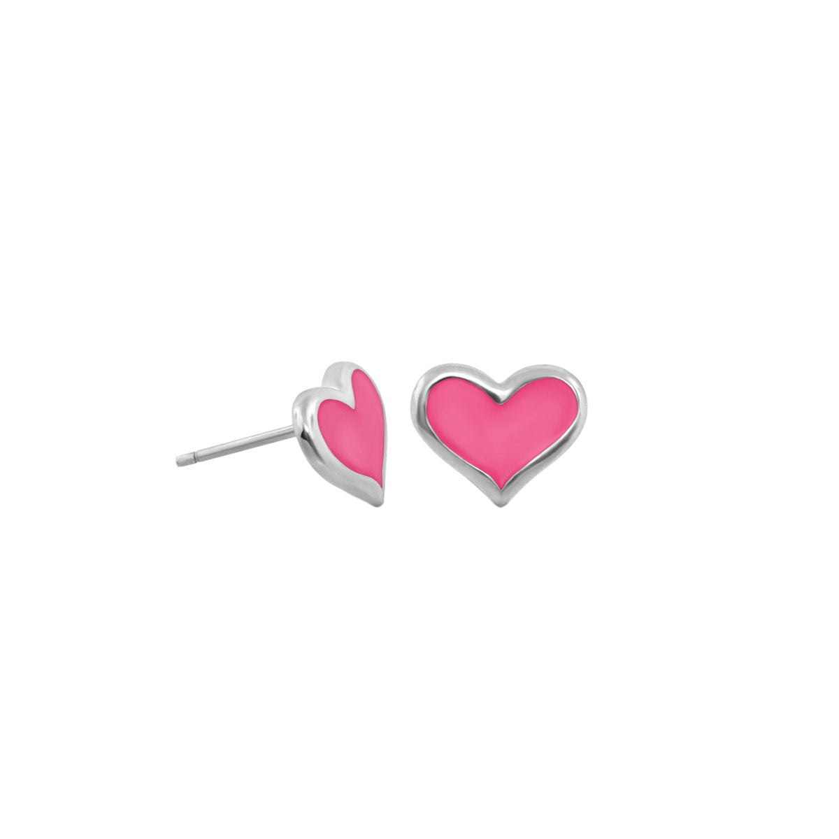Heart Enamel Stud Earrings pair in pink with silver-tone setting by Lauren G Adams on Tampa Home & Garden Store