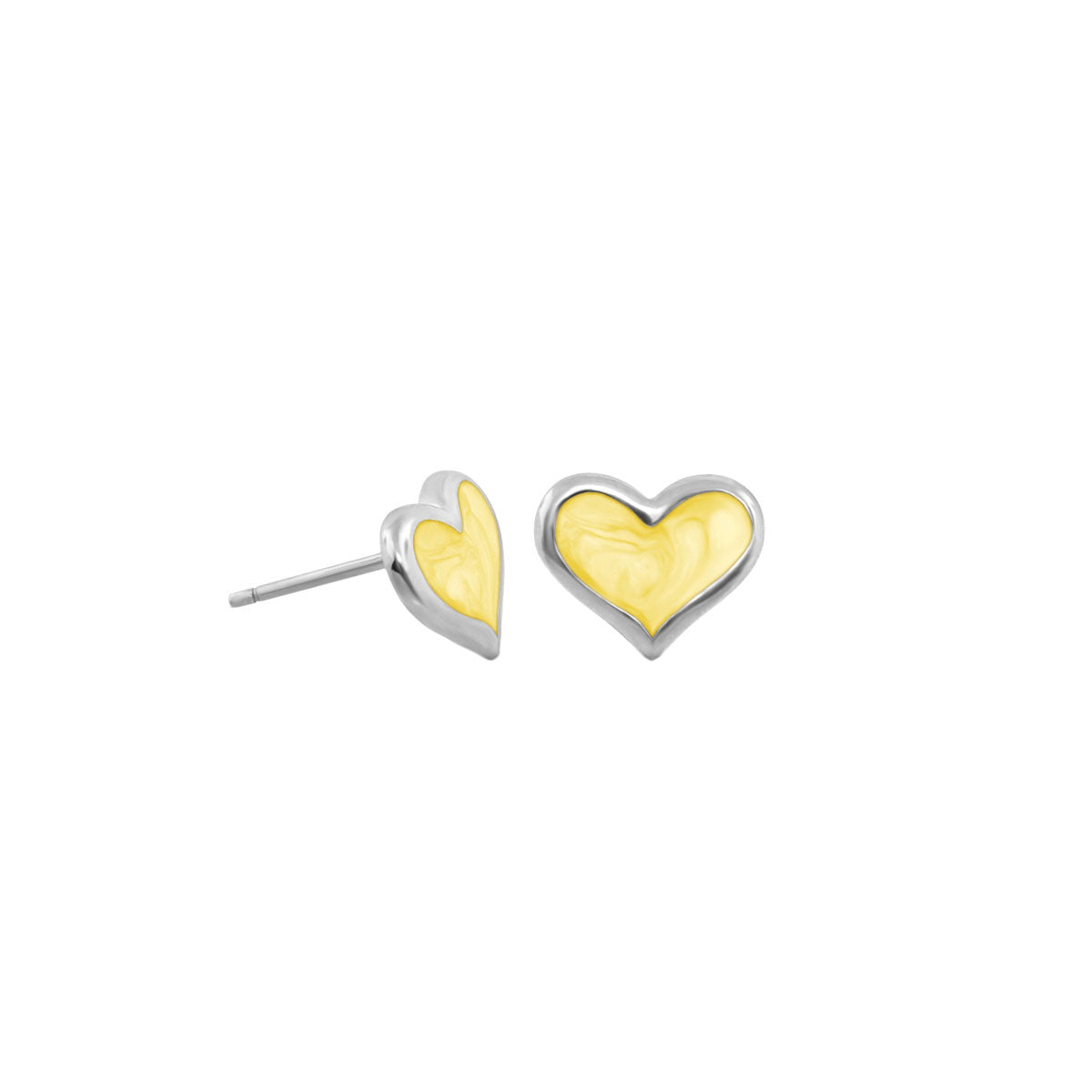 Heart enamel stud earrings pair yellow enamel Lauren G Adams Girl's Collection on Tampa Home & Garden Store