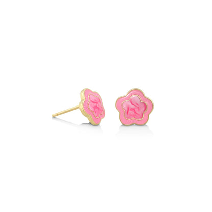 Girls Daisy Earrings (pair) by Lauren G Adams, .925 sterling silver with pink enamel petals on Tampa Home & Garden Store