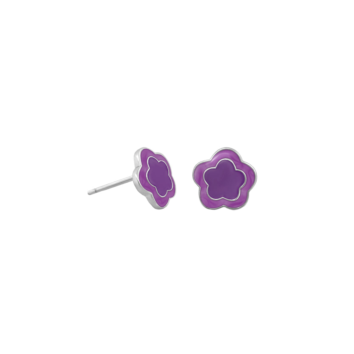 Girls Daisy Earrings by Lauren G Adams purple enamel flower studs on Tampa Home & Garden Store