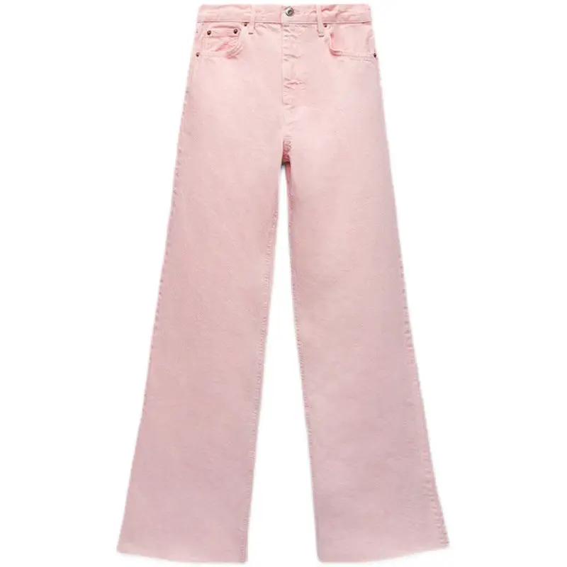 Women's pink high-waist straight-leg mopping jeans FLIPSTYLEZLLC on Tampa Home & Garden Store