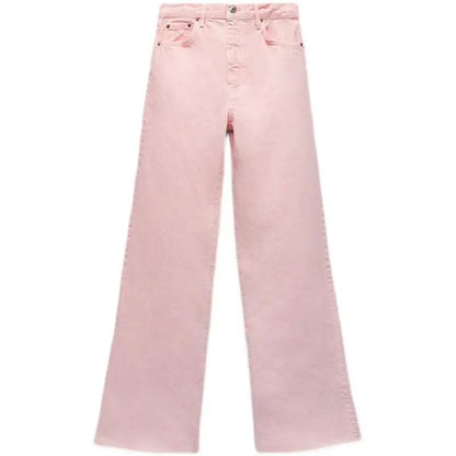 Women's pink high-waist straight-leg mopping jeans FLIPSTYLEZLLC on Tampa Home & Garden Store