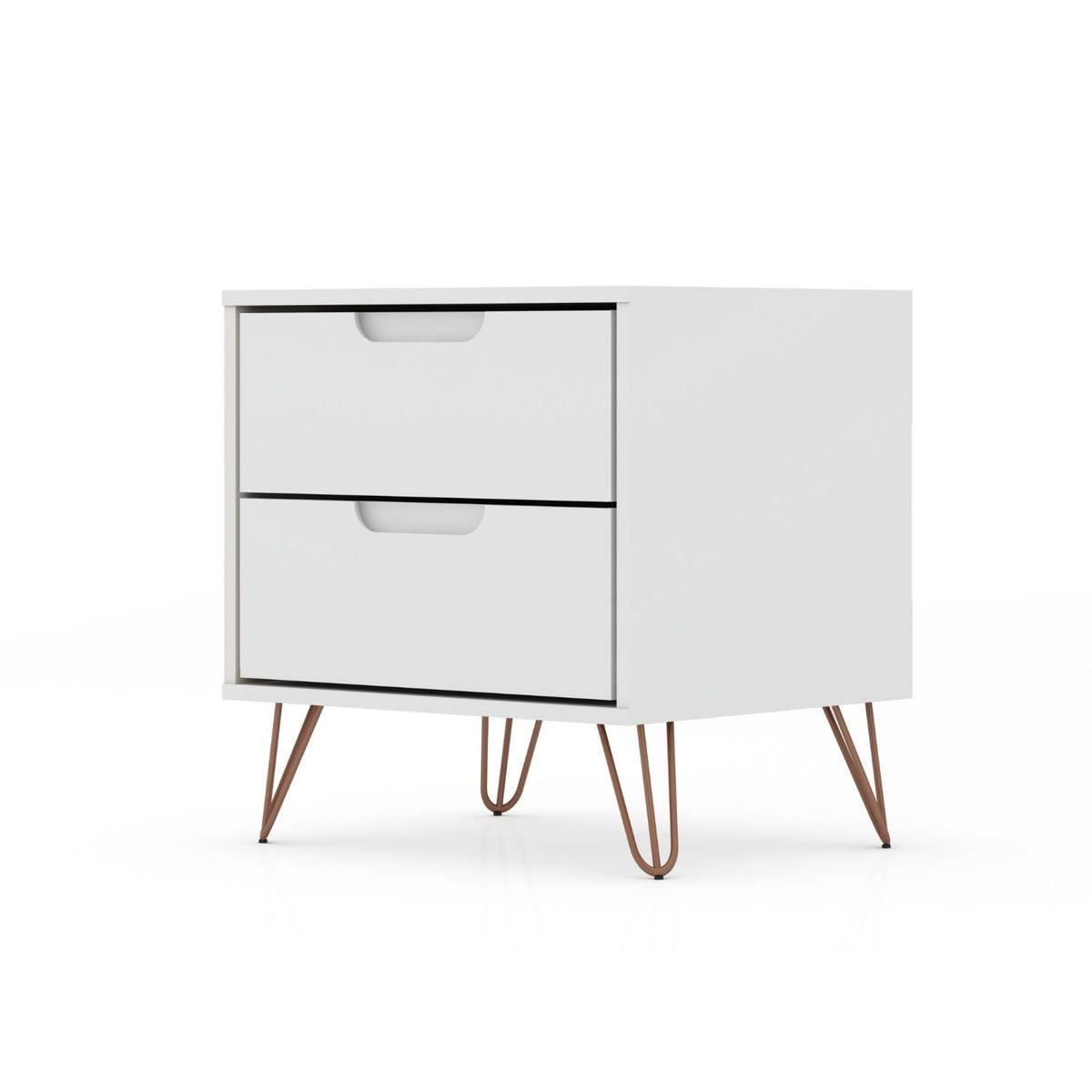 White 2-drawer accent nightstand with copper hairpin legs HouseOfZazla on Tampa Home & Garden Store