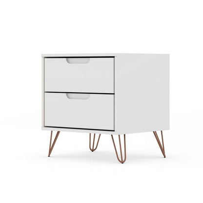 White 2-drawer accent nightstand with copper hairpin legs HouseOfZazla on Tampa Home & Garden Store