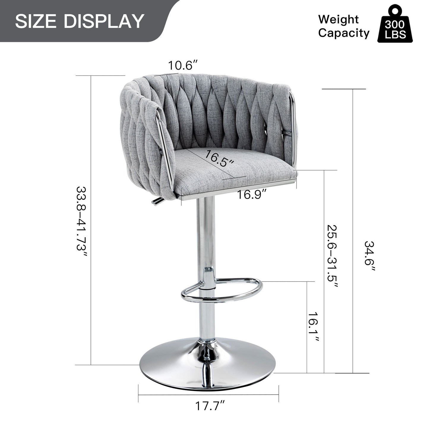 360 Swivel Counter Stools With a Woven Back