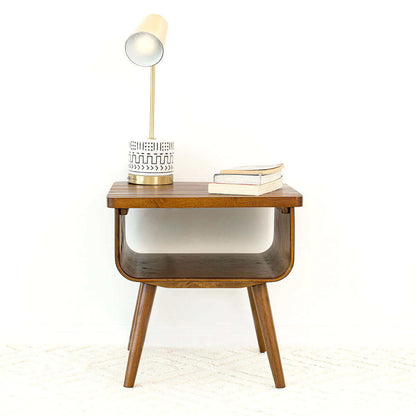 Alice - Mid-Century Coffee Table, wood finish with slatted top and curved open shelf HouseOfZazla on Tampa Home & Garden Store