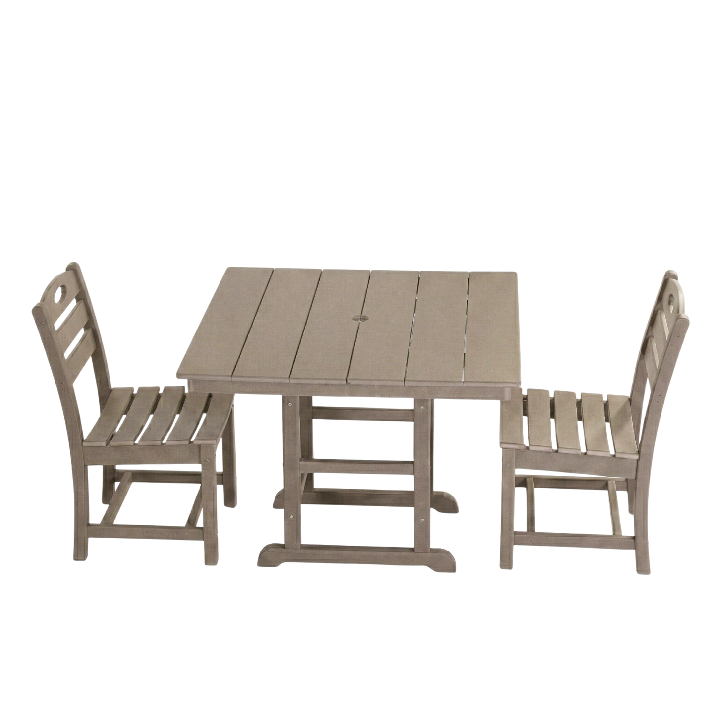 Antique Wood Patio Dining Set And Two Chairs