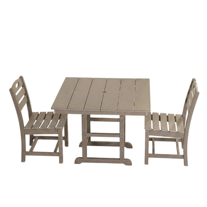 Antique Wood Patio Dining Set And Two Chairs