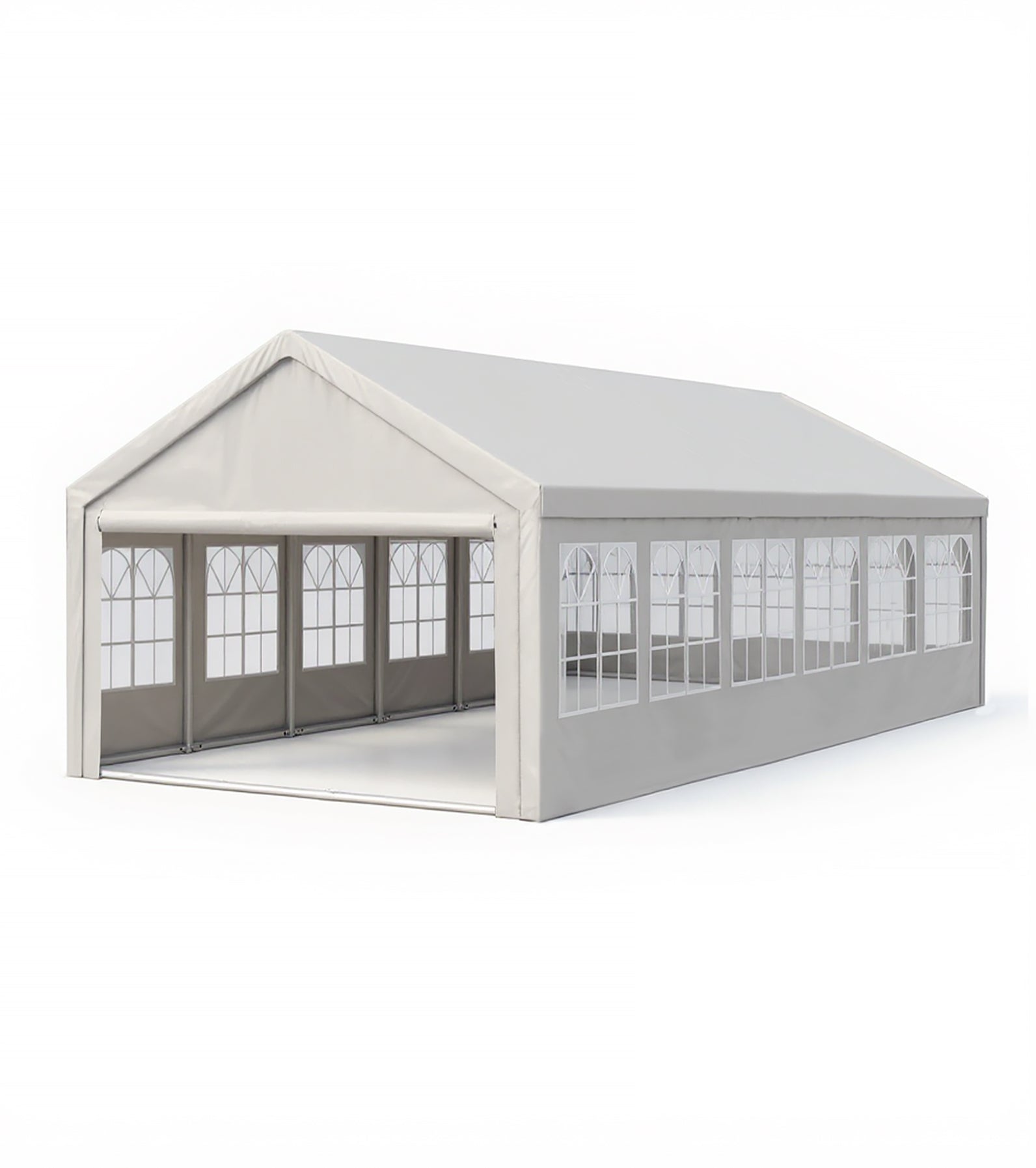 20x40 HouseOfZazla carport canopy party tent with gray roof and arched windowed sidewalls on Tampa Home & Garden Store