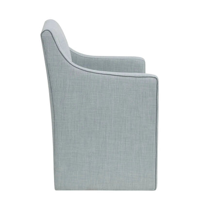 Traditional skirted dining arm chair in light blue-gray fabric by Unique Piece Furniture on Tampa Home & Garden Store