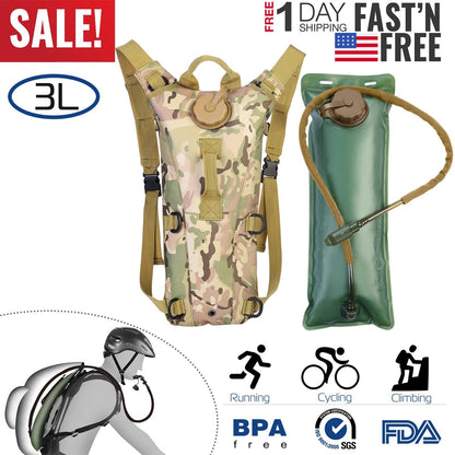 Lightweight camouflage hydration backpack with 3L bladder; two-item set green reservoir on Tampa Home & Garden Store