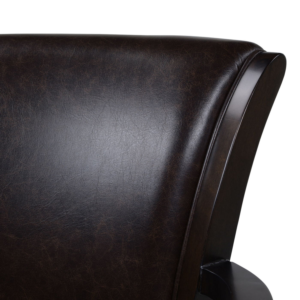Williams Swivel Bar Stool with Armrests dark brown leather upholstery and solid hardwood frame on Tampa Home & Garden Store