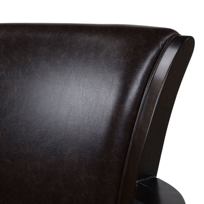 Williams Swivel Bar Stool with Armrests dark brown leather upholstery and solid hardwood frame on Tampa Home & Garden Store