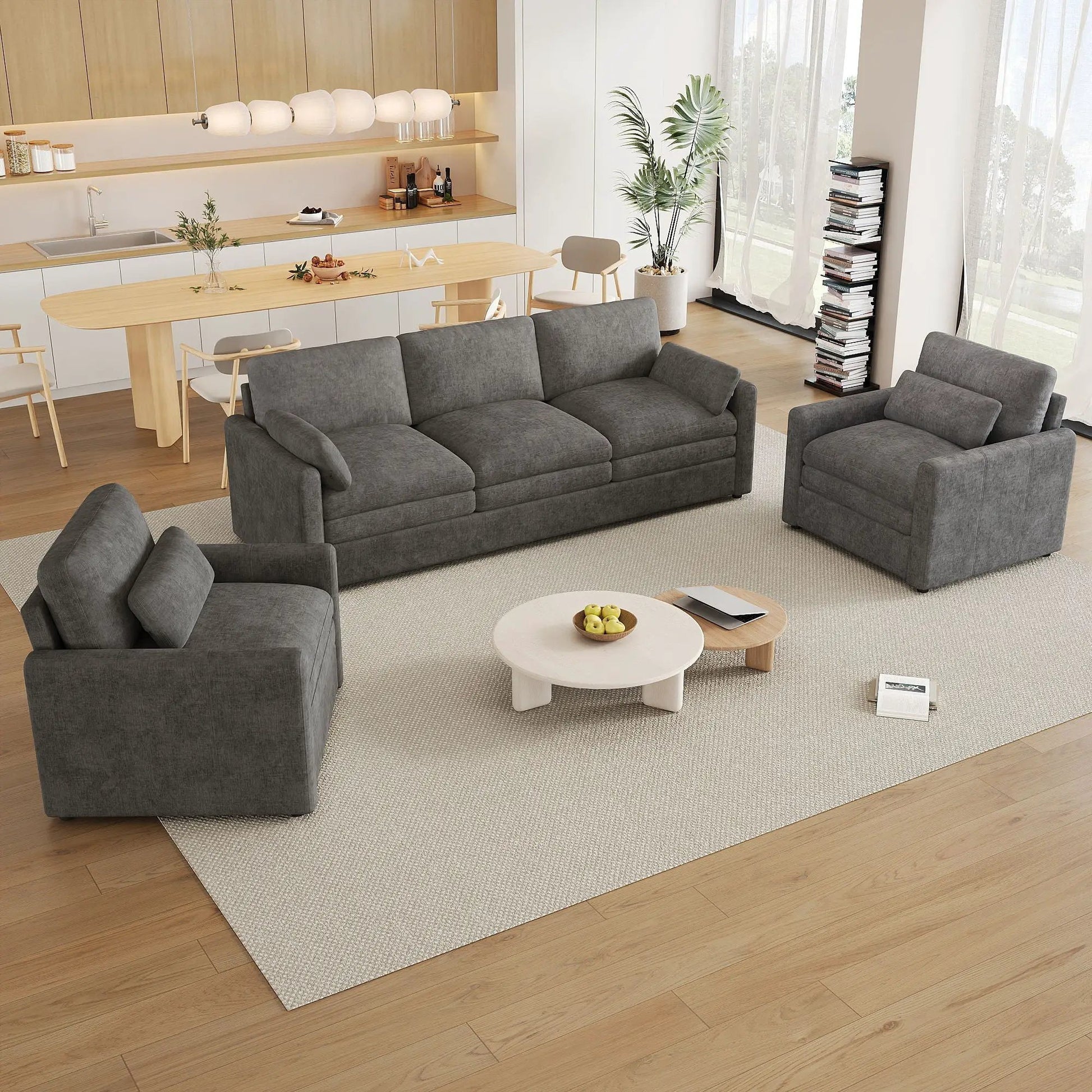 Cloud Sofa Set 3-piece grey fabric living room set by Unique Piece Furniture on Tampa Home & Garden Store