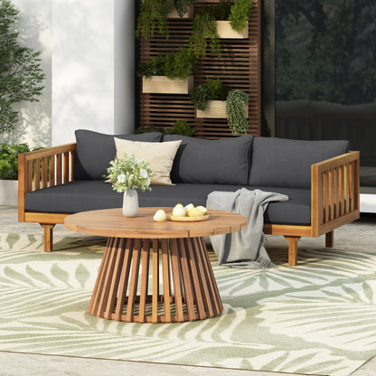 Claremont 3 Seater Daybed and Acacia Wood Patio Table outdoor set with dark gray cushions on Tampa Home & Garden Store