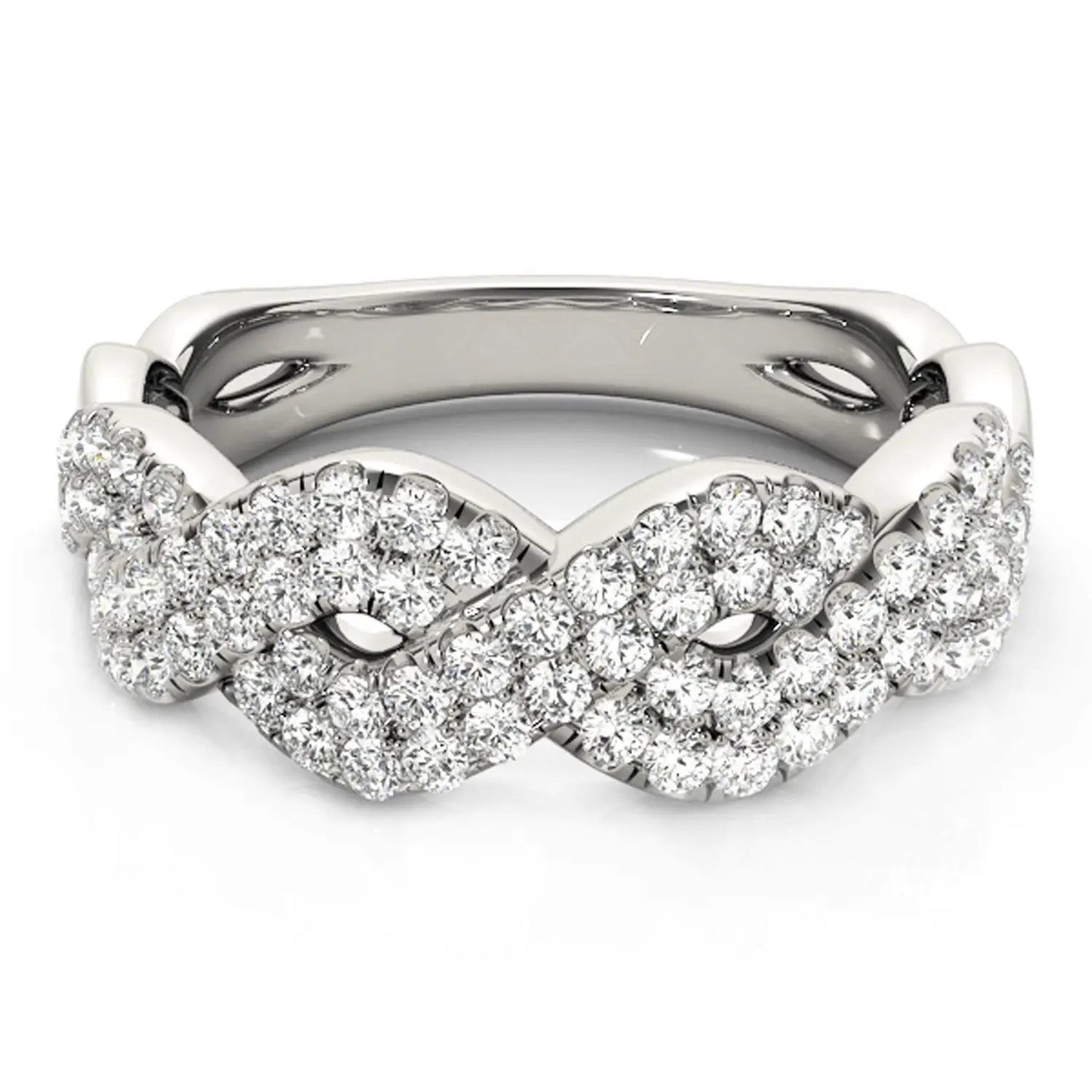 Diamond Studded Interlocking Waves Ring, 14k White Gold, pave diamonds, 5/8 cttw, Bids.com on Tampa Home & Garden Store