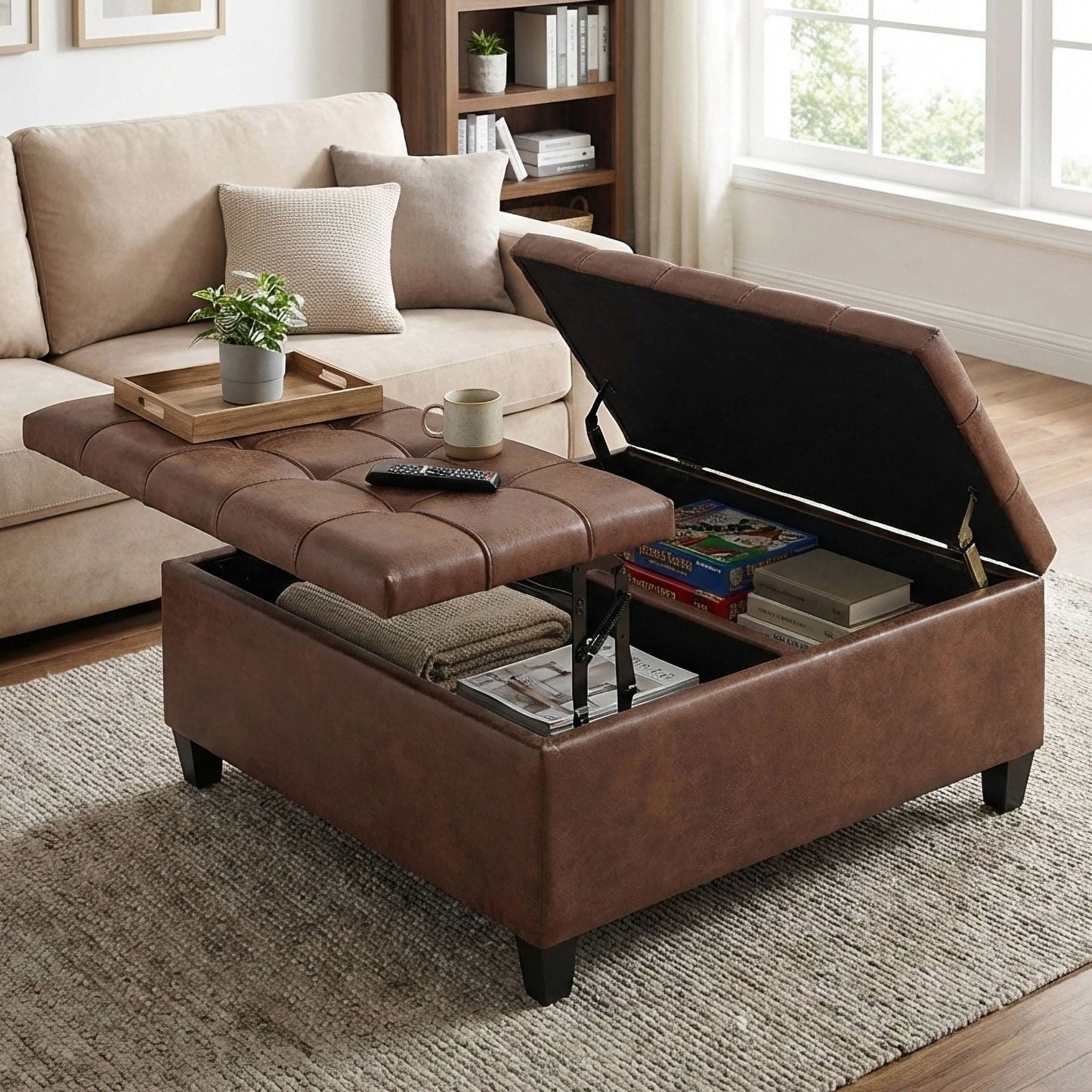 Harrison Upholstered Coffee Table Storage Ottoman