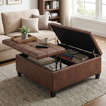 Harrison Upholstered Coffee Table Storage Ottoman