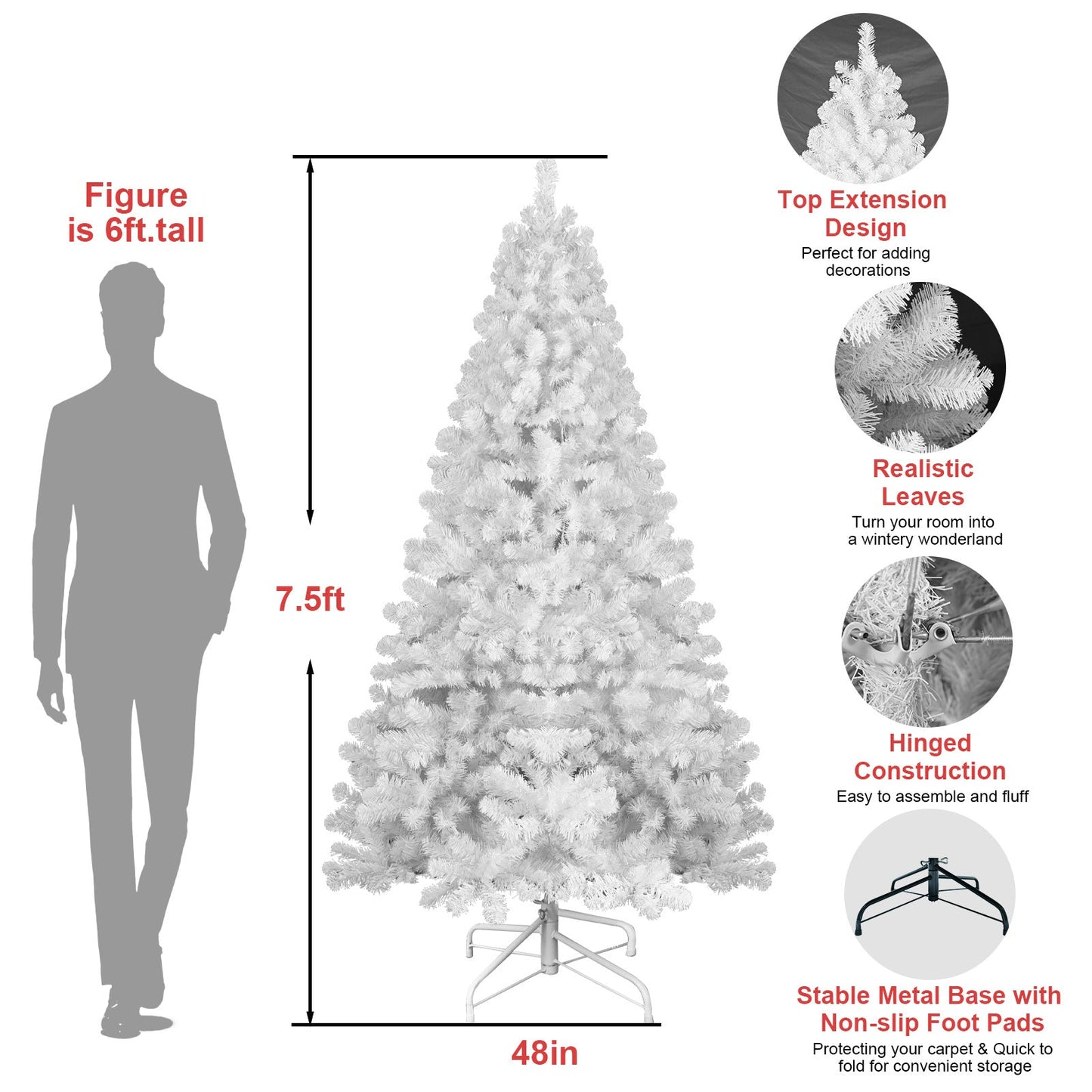 The 4-Foot Pre-Lit Modern White Christmas Tree by HouseOfZazla, hinged construction tree on Tampa Home & Garden Store