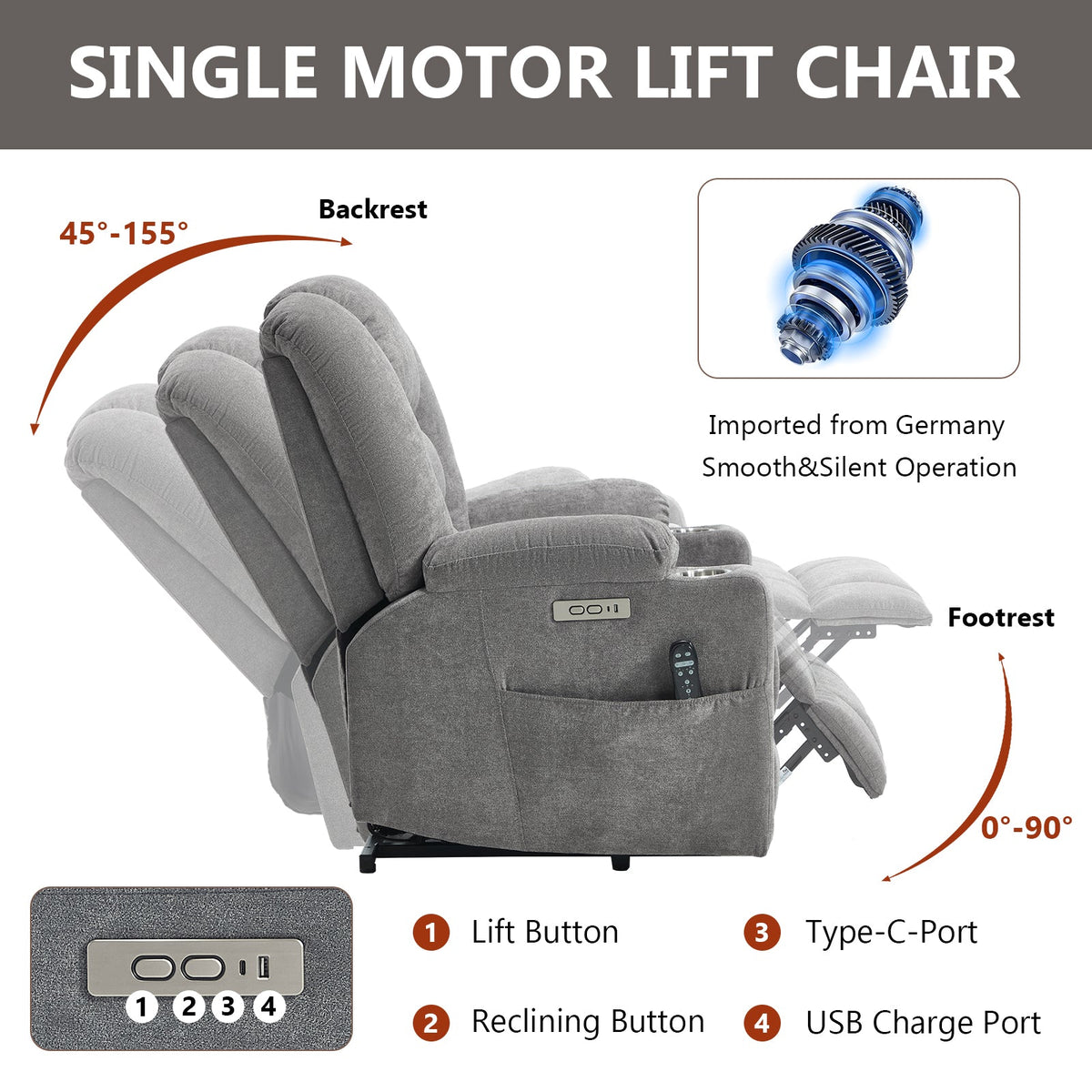 Power Lift Recliner Chair With Massage and Heat