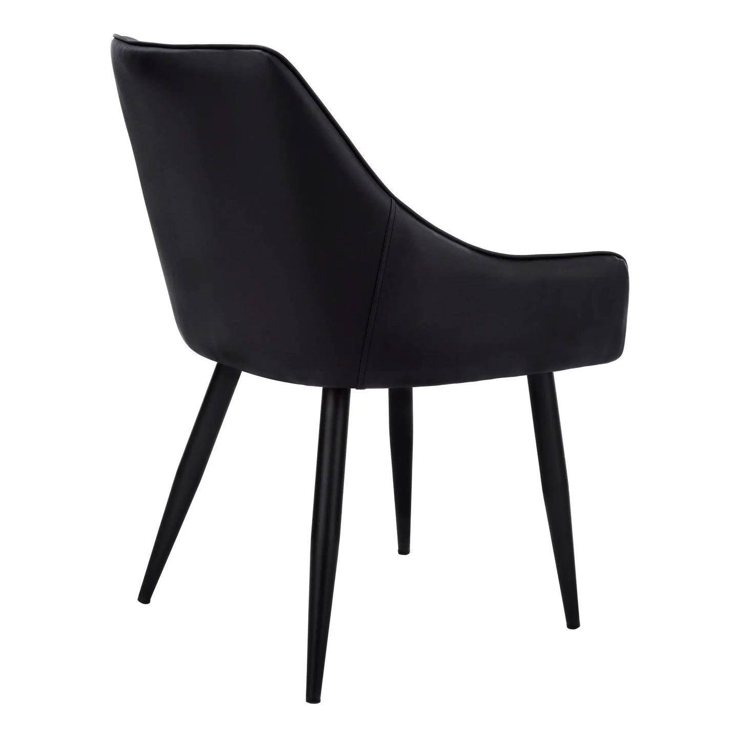 Upholstered side dining chair set of 2 in black with curved back and tapered legs on Tampa Home & Garden Store