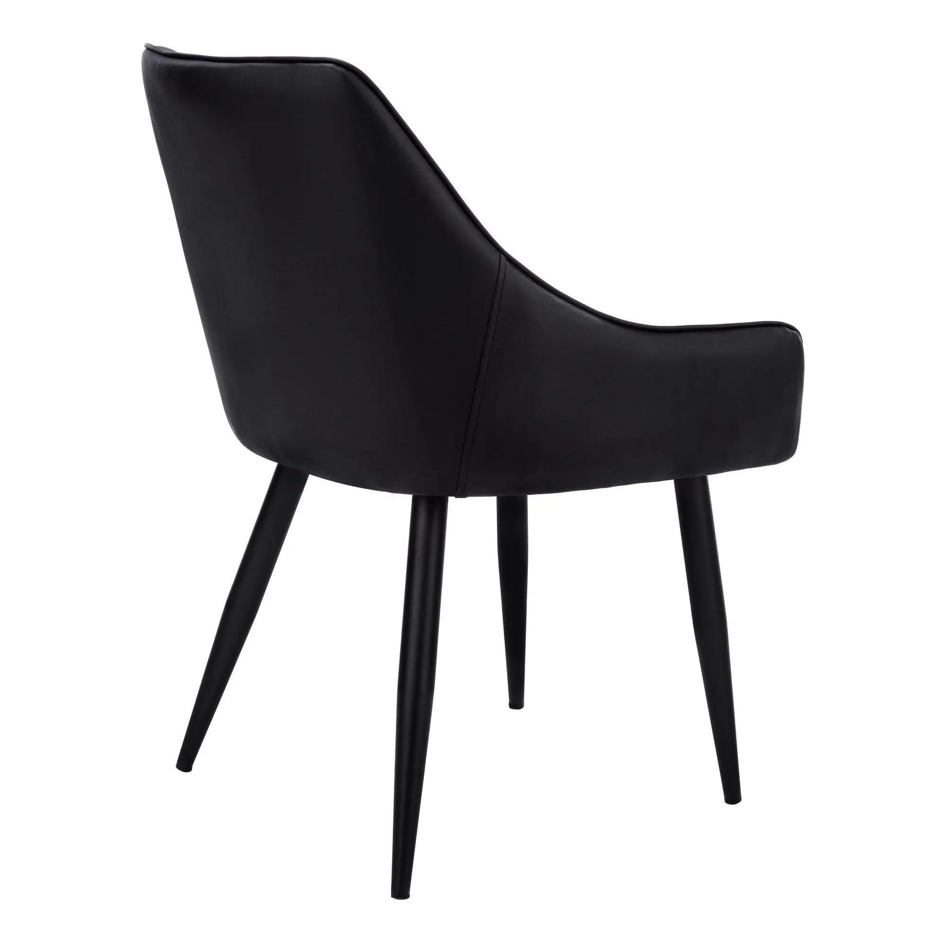 Upholstered side dining chair set of 2 in black with curved back and tapered legs on Tampa Home & Garden Store