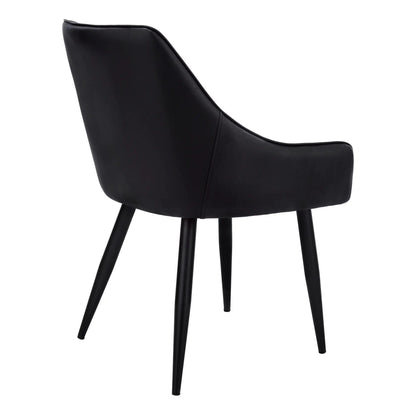 Upholstered side dining chair set of 2 in black with curved back and tapered legs on Tampa Home & Garden Store