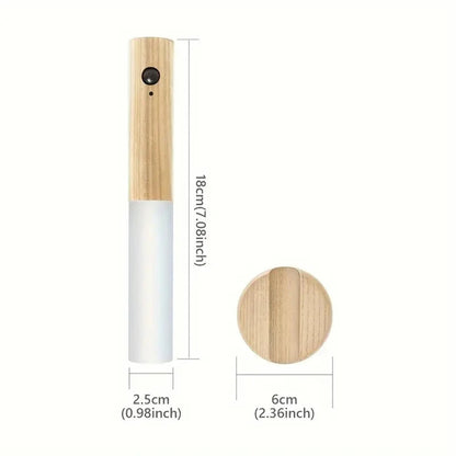 Rechargeable motion sensor night light magnetic wooden wall lamp with wood grain top on Tampa Home & Garden Store