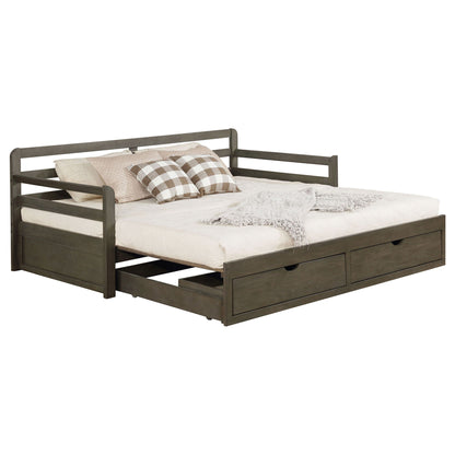 Twin Daybed With Trundle and Storage Drawers Gray
