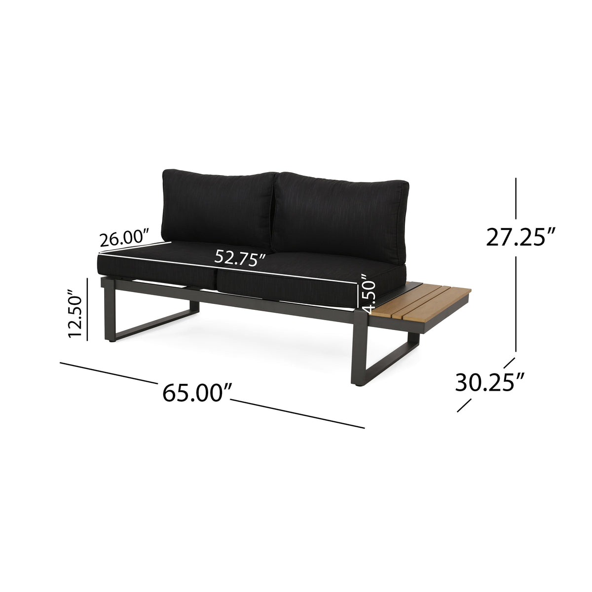 Sterling Aluminum Outdoor Right Arm Sofa Seater