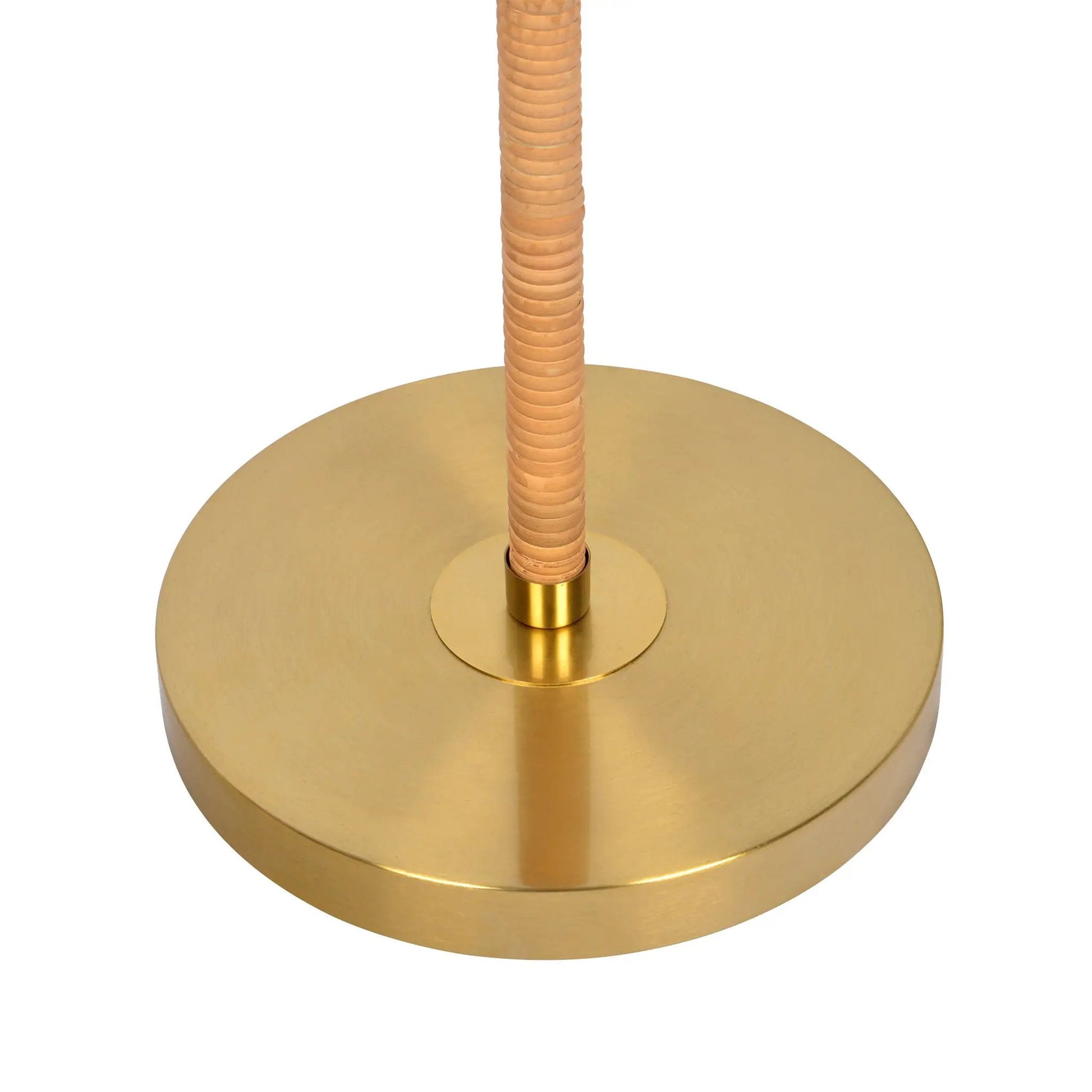 Allure 2-Light Floor Lamp gold with natural rattan-wrapped stem on round gold base on Tampa Home & Garden Store