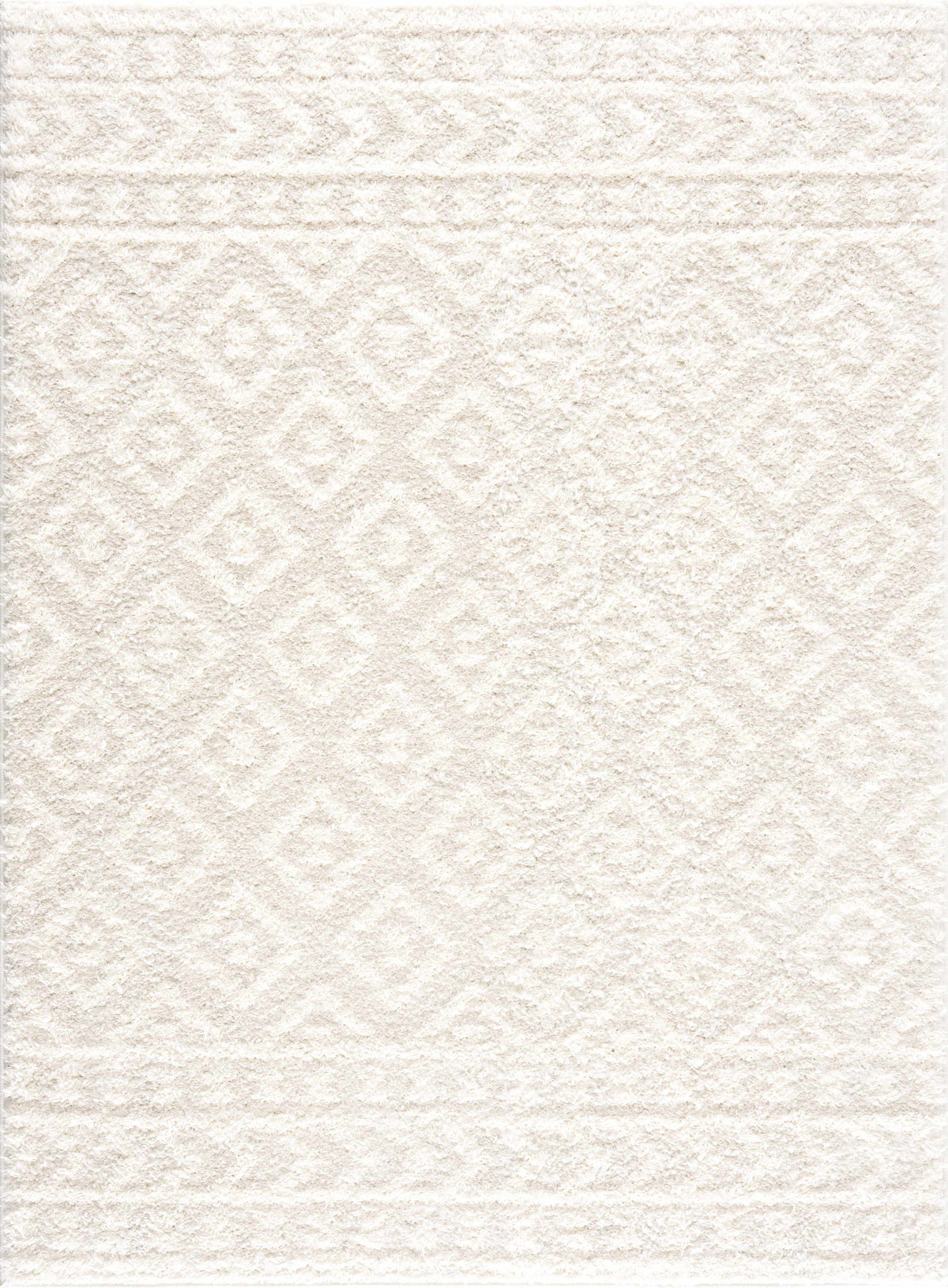 Eivin Cream Diamonds Plush Rug by Boutique Rugs, cream shag with subtle diamond pattern on Tampa Home & Garden Store