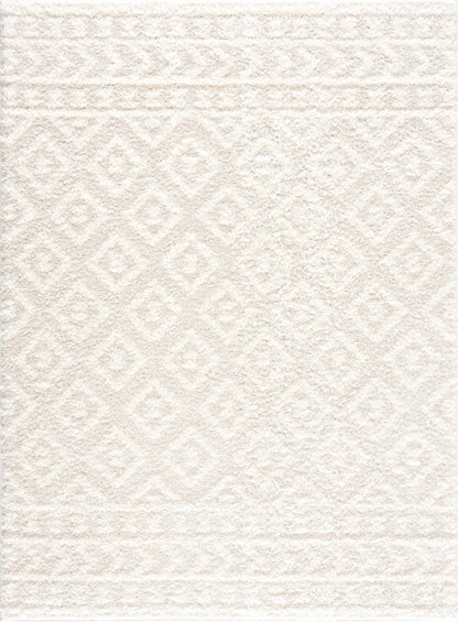 Eivin Cream Diamonds Plush Rug by Boutique Rugs, cream shag with subtle diamond pattern on Tampa Home & Garden Store