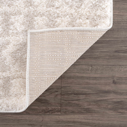 Eivin Cream Diamonds Plush Rug, Boutique Rugs, cream shag with woven beige underside on Tampa Home & Garden Store