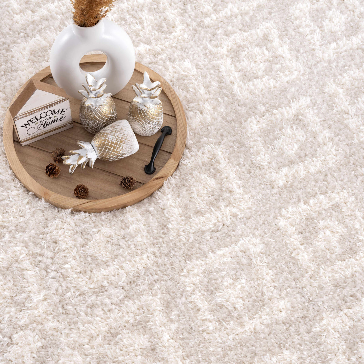 Eivin Cream Diamonds Plush Rug cream color plush texture Boutique Rugs on Tampa Home & Garden Store