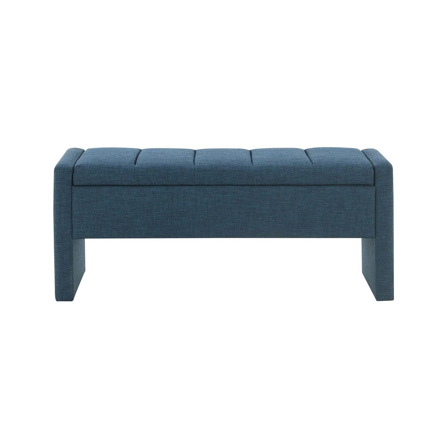 Bed end bench modern upholstered blue denim fabric with storage by Unique Piece Furniture on Tampa Home & Garden Store