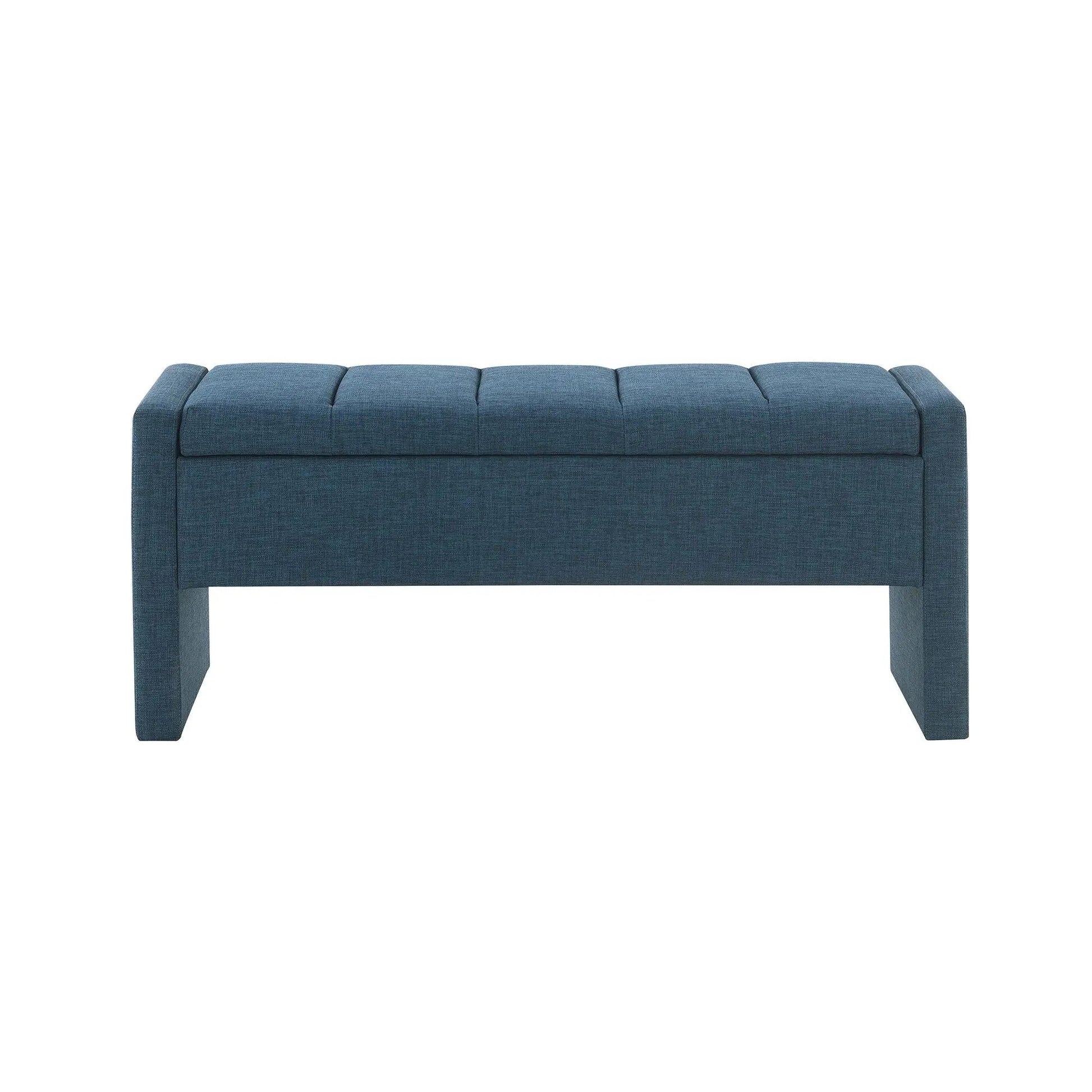 Bed end bench modern upholstered blue denim fabric with storage by Unique Piece Furniture on Tampa Home & Garden Store