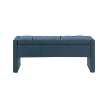 Bed end bench modern upholstered blue denim fabric with storage by Unique Piece Furniture on Tampa Home & Garden Store