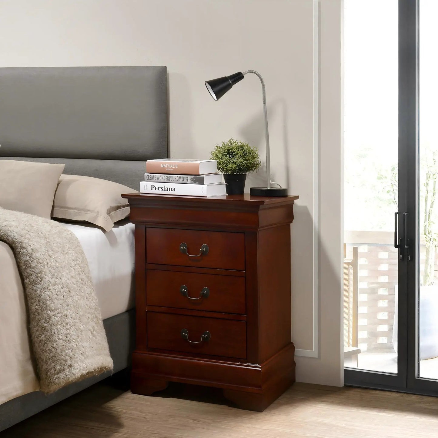 Louis Philippe Nightstand in Wood Veneer
